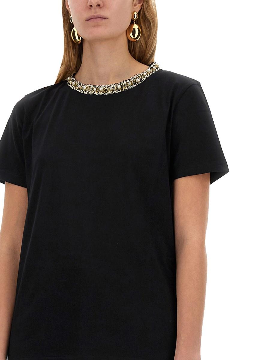 NINA RICCI T-SHIRT CON COLLO RICAMATO Consegna Veloce