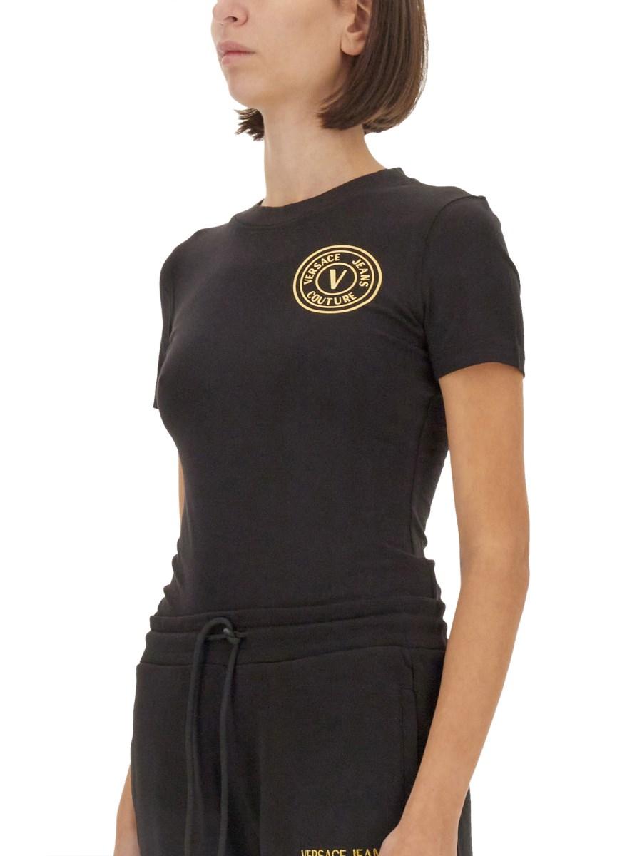 VERSACE JEANS COUTURE T-SHIRT IN JERSEY DI COTONE CON LOGO Moda