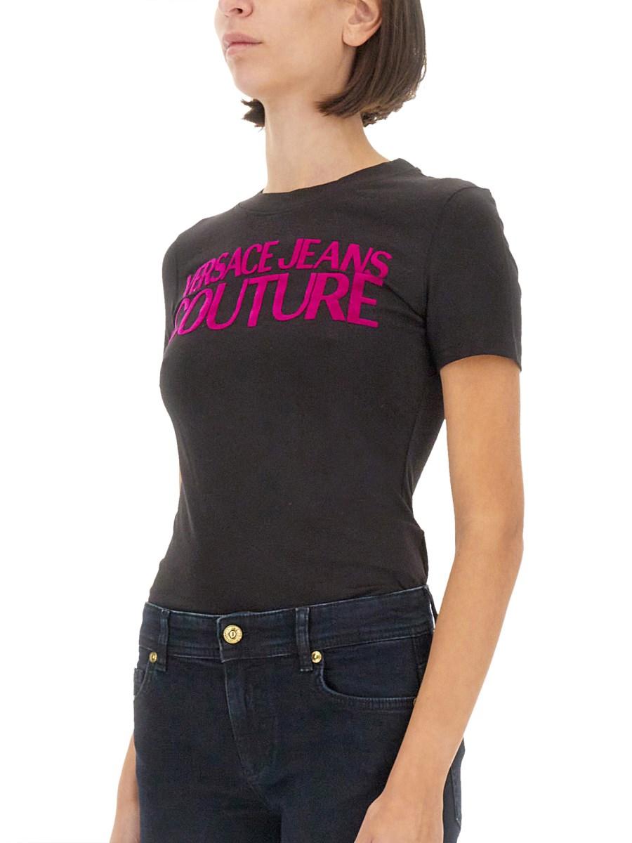 VERSACE JEANS COUTURE T-SHIRT IN JERSEY DI COTONE CON LOGO 2025