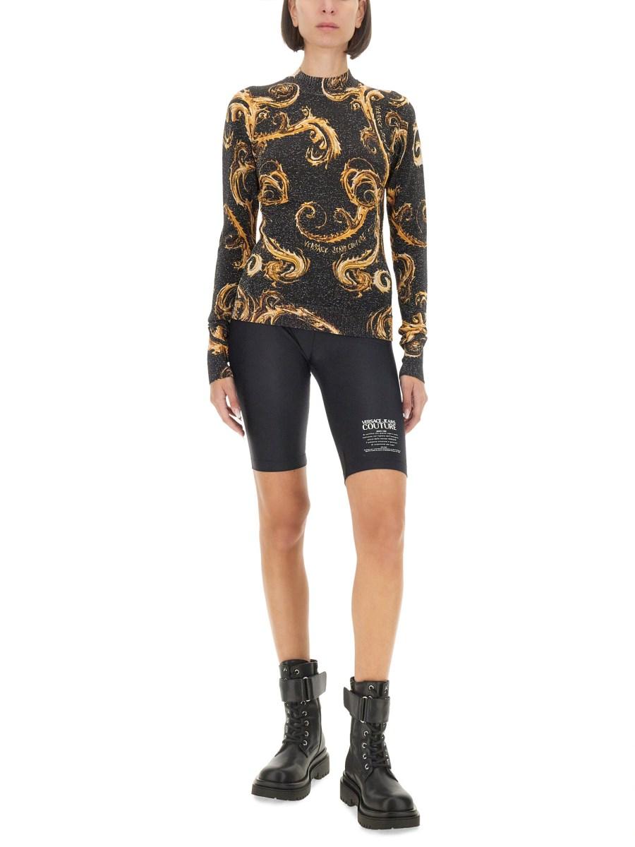 VERSACE JEANS COUTURE T-SHIRT IN MAGLIA LUREX CHROMO Italia