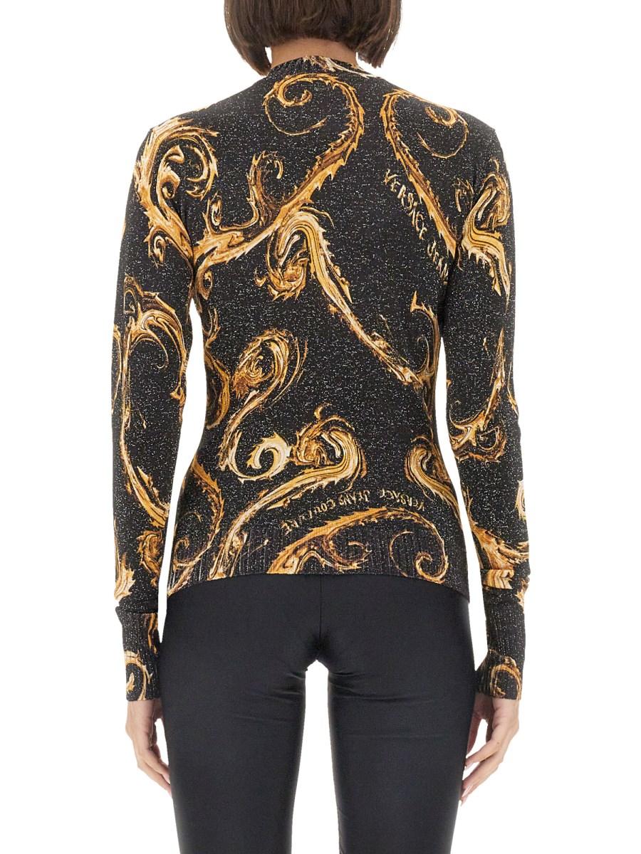 VERSACE JEANS COUTURE T-SHIRT IN MAGLIA LUREX CHROMO Italia