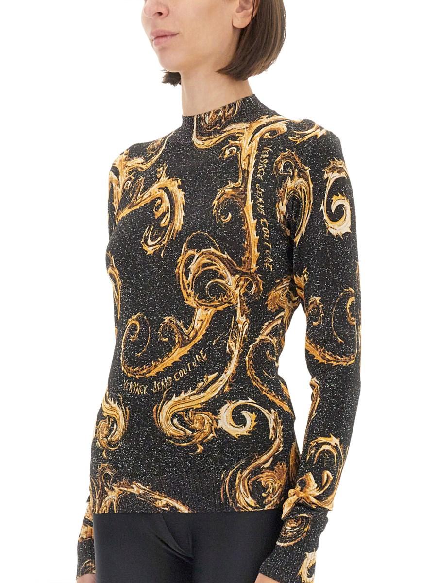 VERSACE JEANS COUTURE T-SHIRT IN MAGLIA LUREX CHROMO Italia