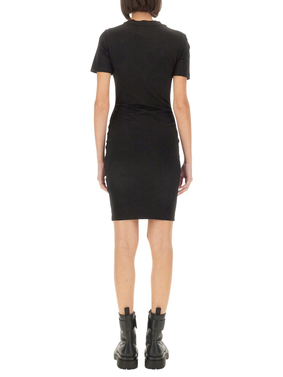 VERSACE JEANS COUTURE ABITO MIDI IN COTONE CON LOGO Spedizione Gratuita
