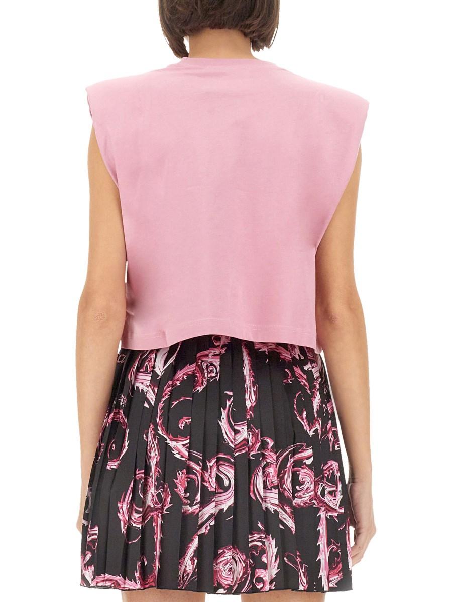 VERSACE JEANS COUTURE TOP IN JERSEY DI COTONE CON LOGO Pezzi Unici