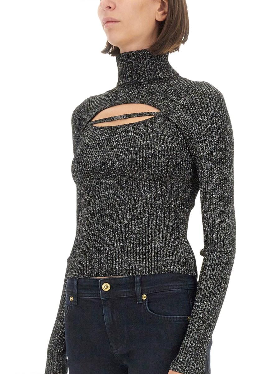VERSACE JEANS COUTURE MAGLIA IN LUREX CON LOGO Fino Al -60%