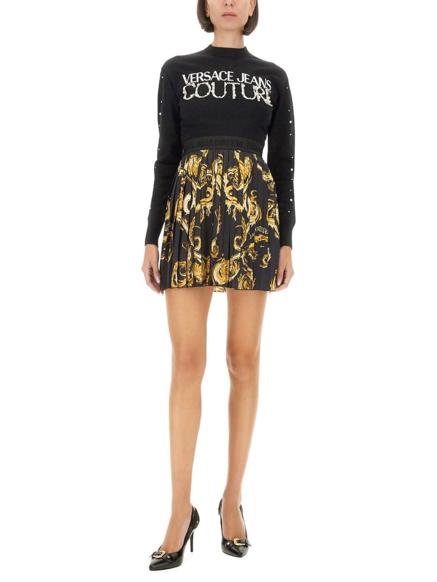 VERSACE JEANS COUTURE GONNA MINI PLISSETTATA Shopping Online