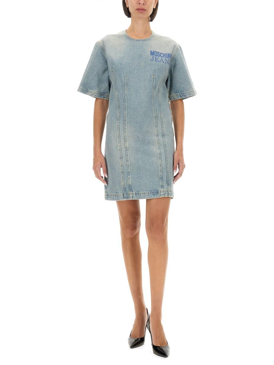 MOSCHINO JEANS ABITO MINI IN DENIM SMART CODES Sconto