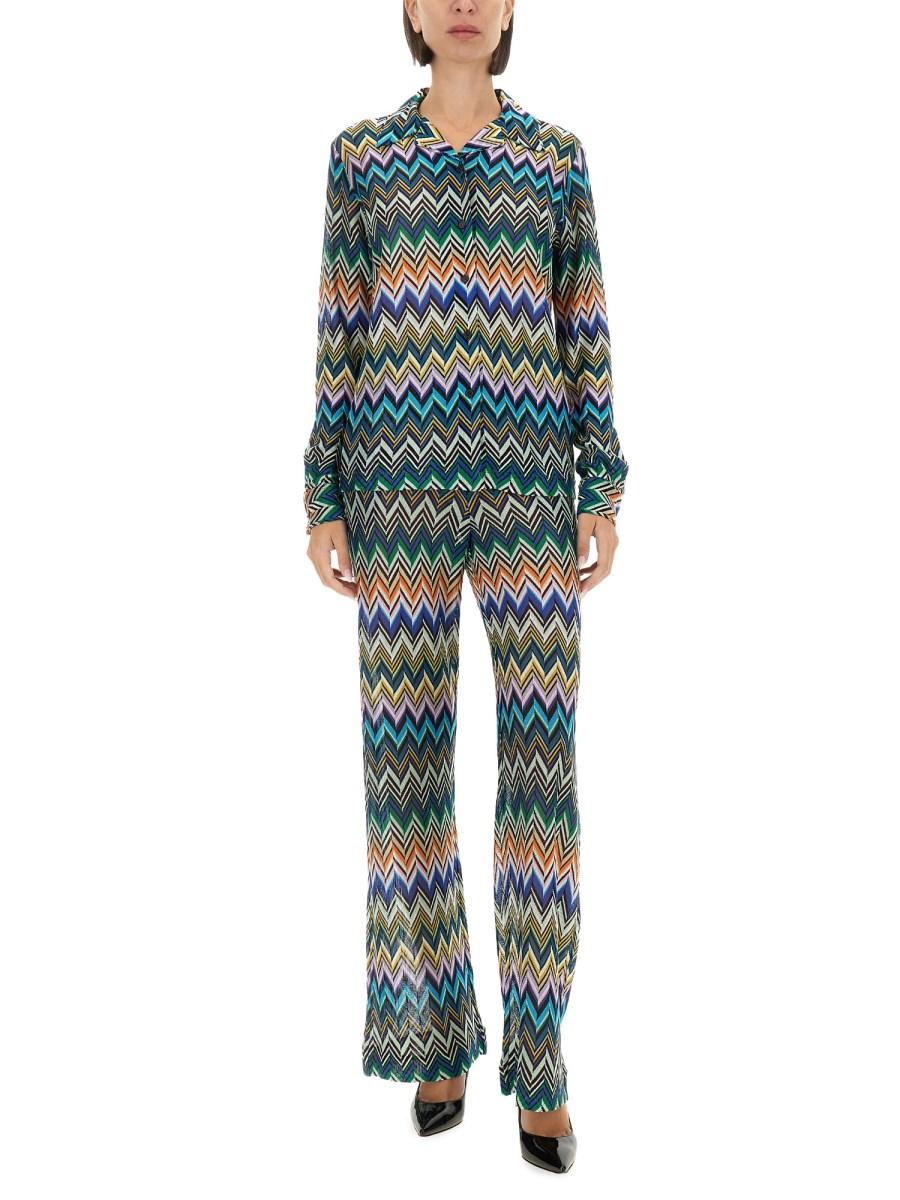 MISSONI PANTALONE DRITTO CON ZIG ZAG SFALSATO IN VISCOSA Economico