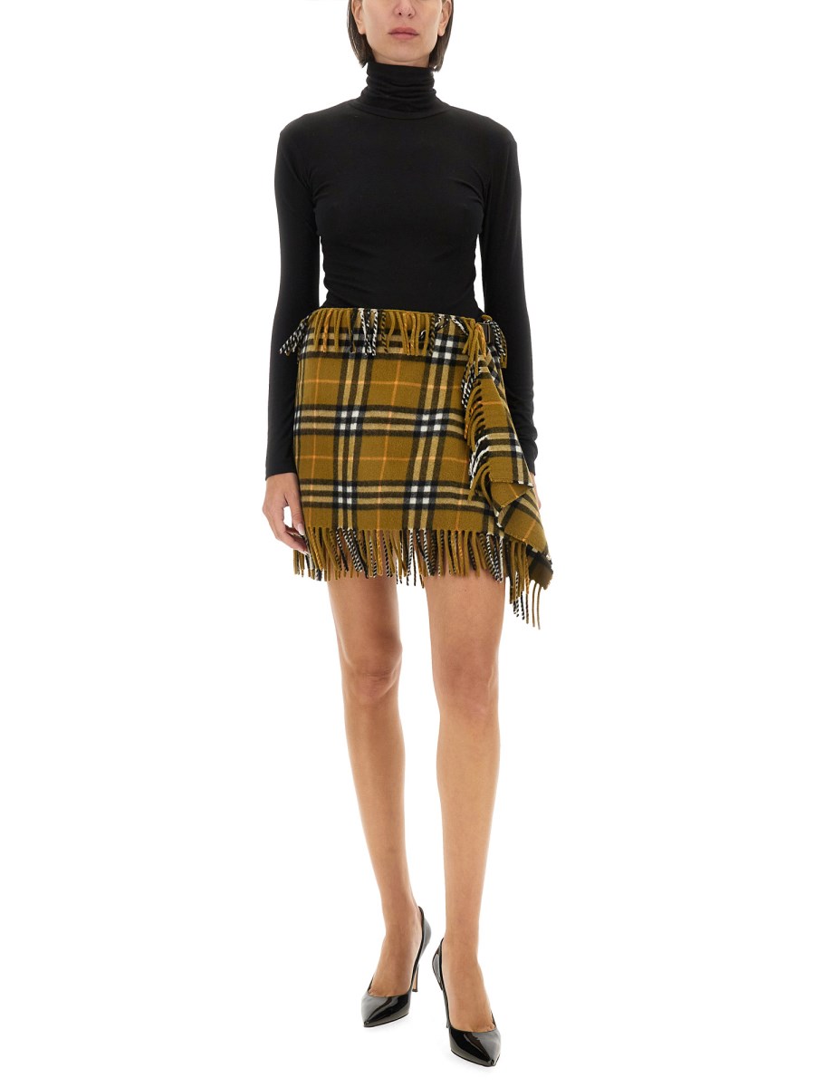 BURBERRY GONNA STILE SCIARPA IN LANA E CASHMERE CHECK Nuovo