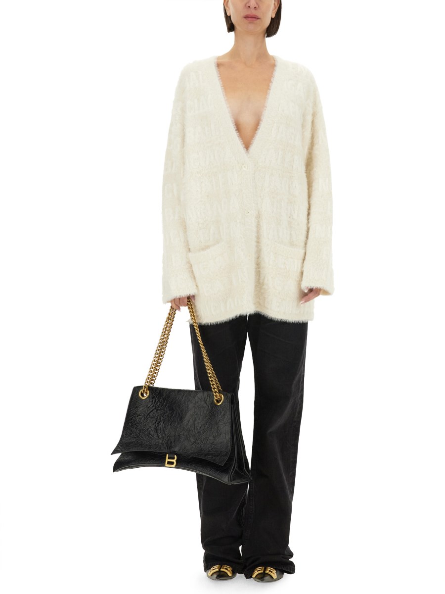 BALENCIAGA CARDIGAN IN LANA CON SCOLLO A V Qualità Garantita