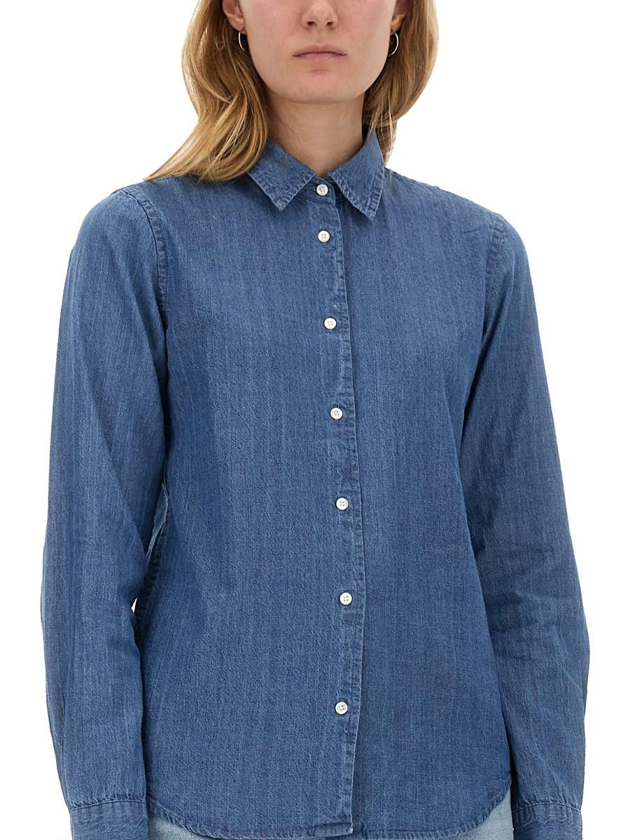ASPESI CAMICIA REGULAR FIT IN DENIM DI COTONE Negozi Online
