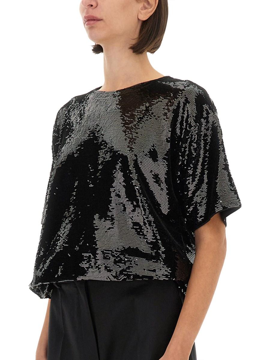 MICHAEL BY MICHAEL KORS T-SHIRT OVERSIZE IN JERSEY CON PAILLETTES Offerta Giorno del Papà