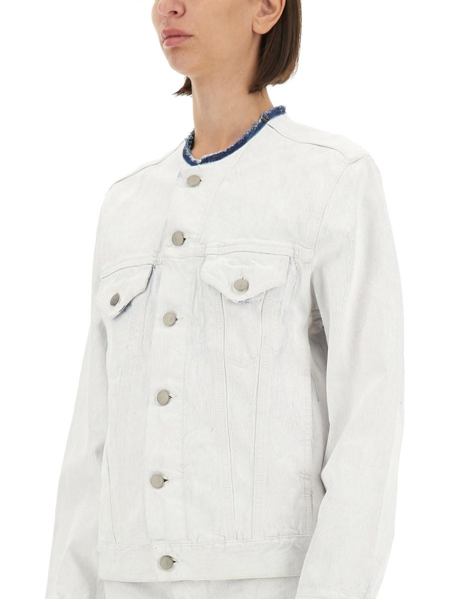 MAISON MARGIELA GIACCA IN DENIM EFFETTO CRAQUELÉ SENZA COLLETTO Latest fashion