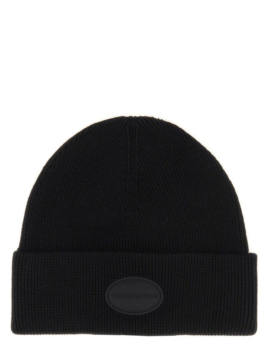 ALEXANDER WANG CAPPELLO BEANIE IN LANA CON LOGO A CUPOLA Enormi sconti