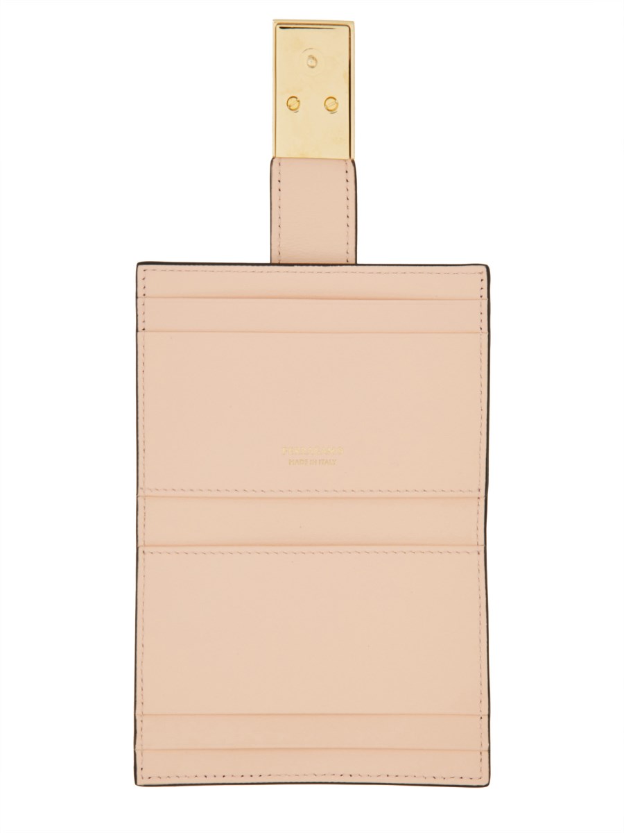 FERRAGAMO PORTACARTE "HUG" IN PELLE Sottocosto