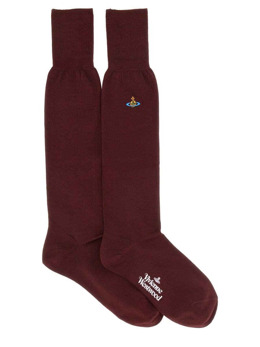 VIVIENNE WESTWOOD CALZINI ALTI IN LANA CON RICAMO ORB
