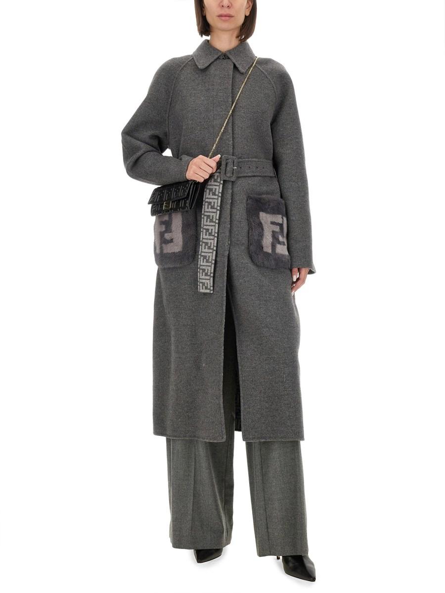 FENDI PORTAFOGLIO CONTINENTAL BAGUETTE IN NAPPA CON MOTIVO FF CON CATENA Offerta San Valentino