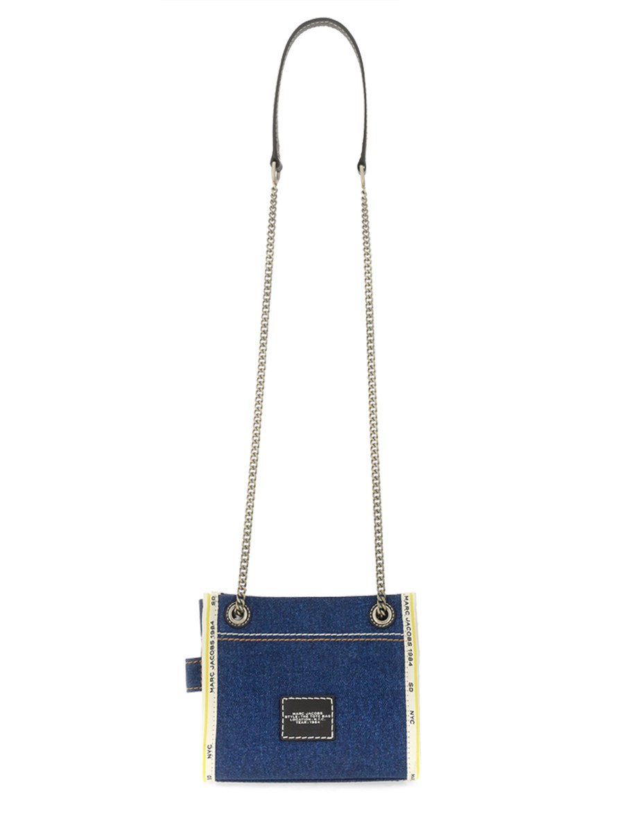MARC JACOBS BORSA THE TOTE MINI IN DENIM CON CATENA Ultimo giorno