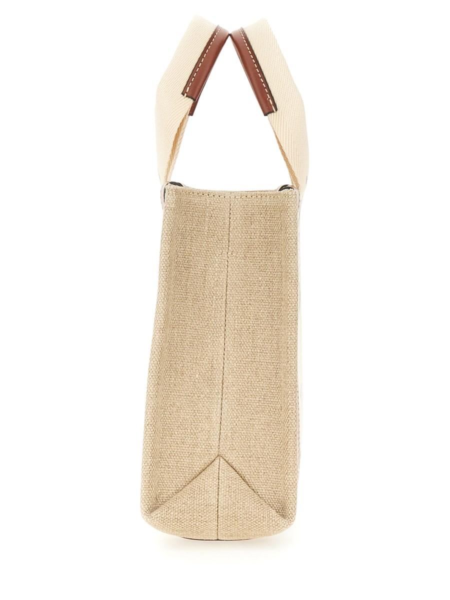 CHLOE&#39; BORSA TOTE WOODY SMALL IN LINO Trasporto libero internazionale