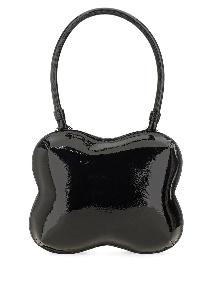 GANNI BORSA A MANO "BUTTERFLY" IN VERNICE CON TRACOLLA Fino Al -60%