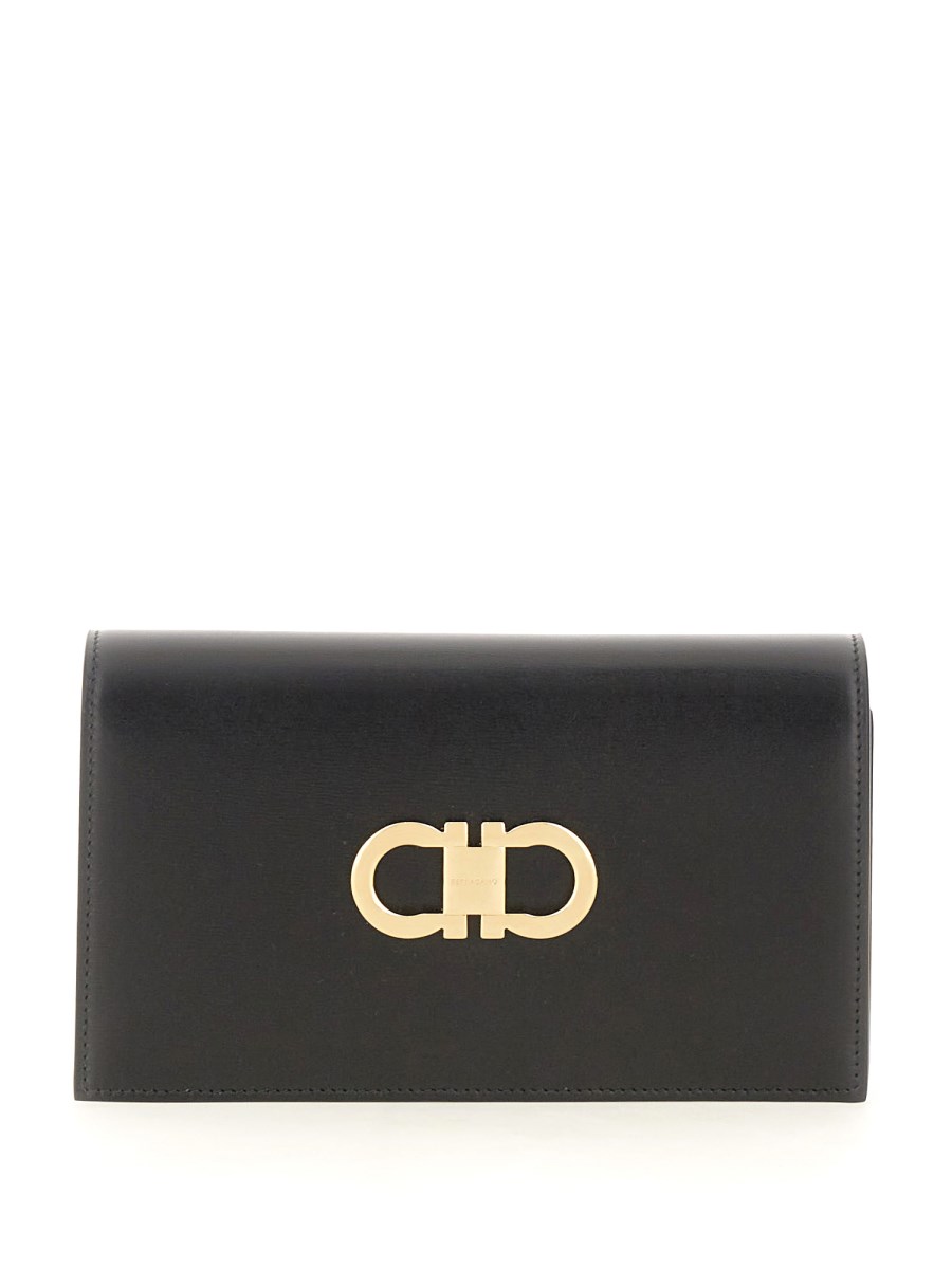 FERRAGAMO MINI BAG DOPPIO GANCINI IN PELLE Economico