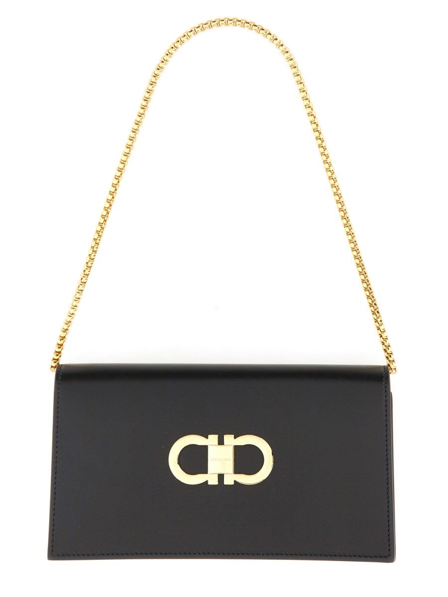 FERRAGAMO MINI BAG DOPPIO GANCINI IN PELLE Economico