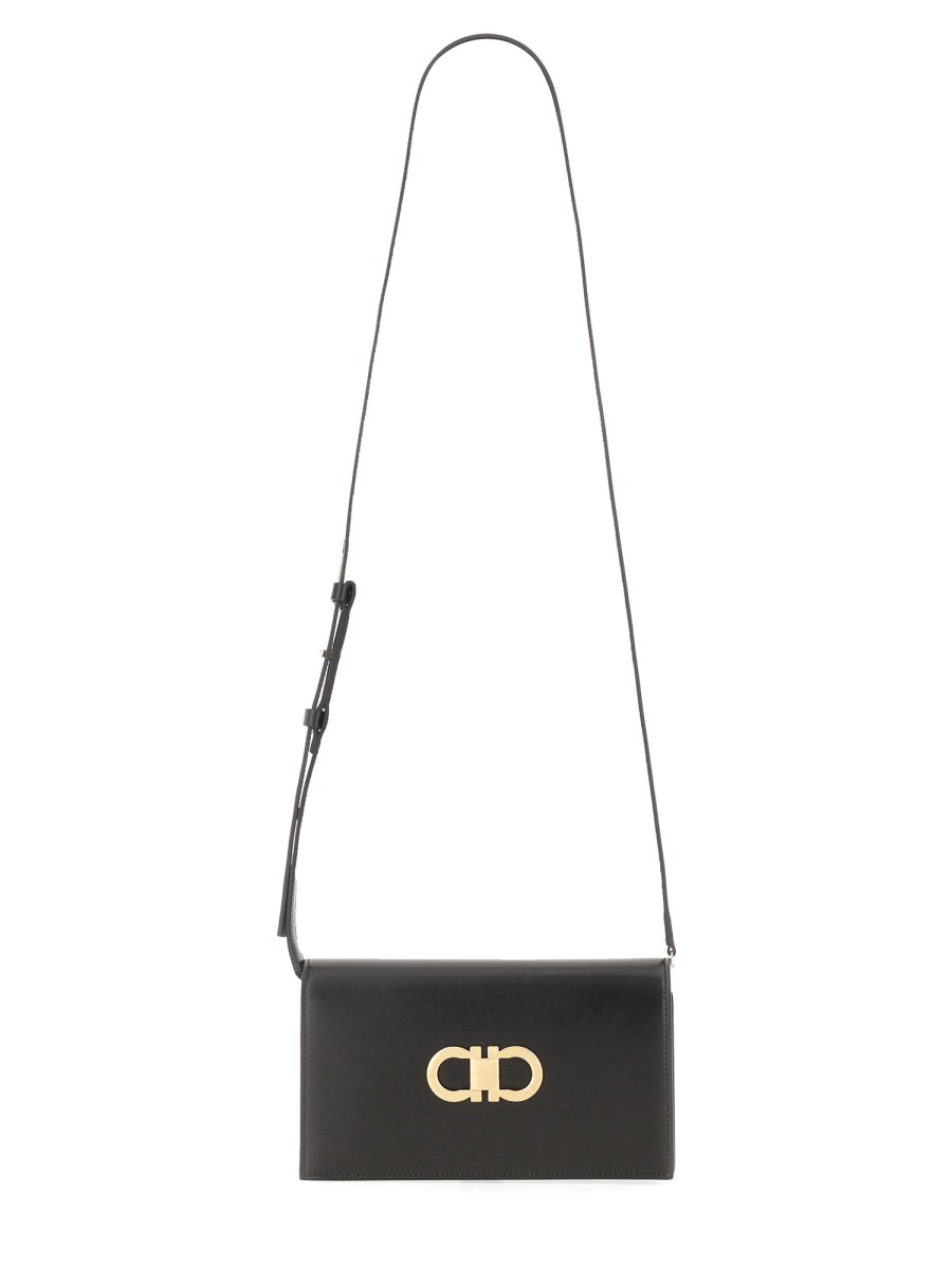 FERRAGAMO MINI BAG DOPPIO GANCINI IN PELLE Economico