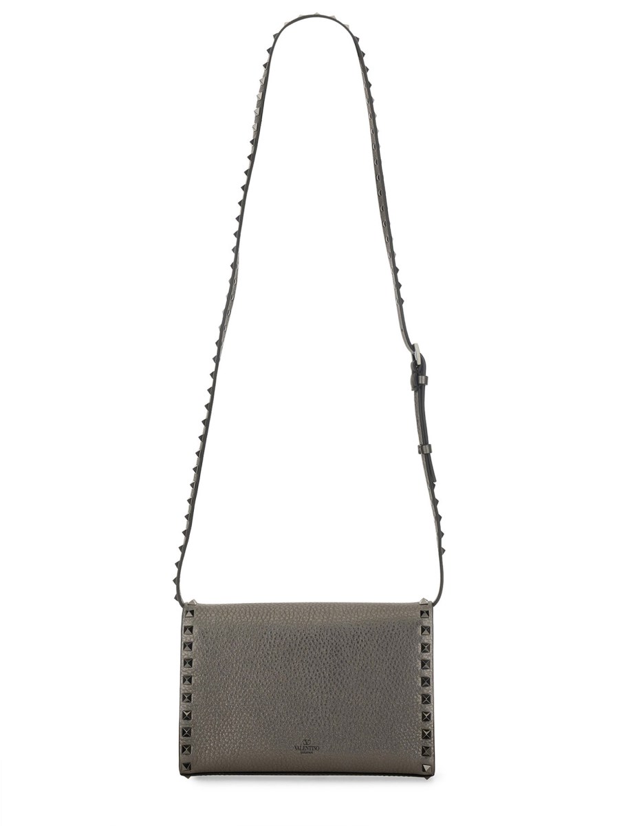 VALENTINO GARAVANI BORSA A TRACOLLA ROCKSTUD SMALL IN PELLE LAMINATA Moda