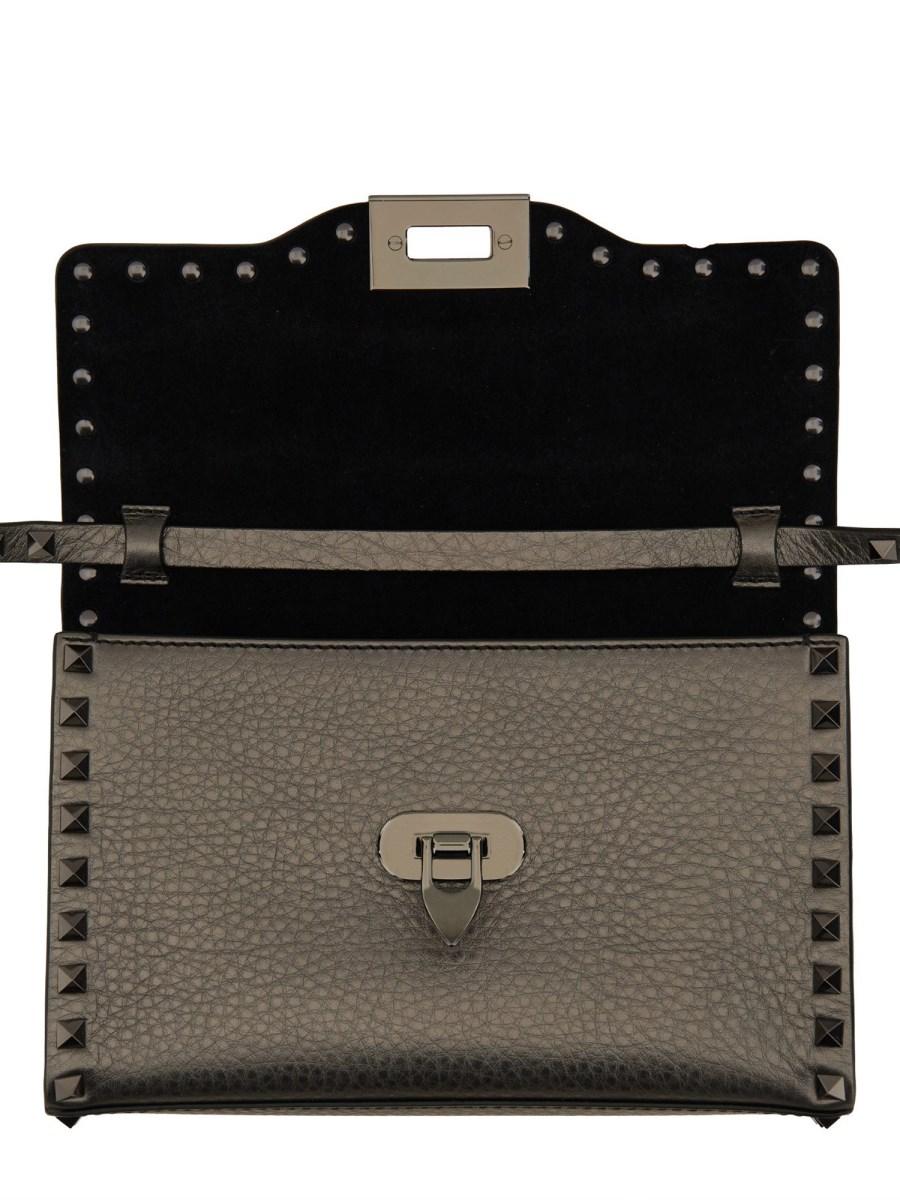 VALENTINO GARAVANI BORSA A TRACOLLA ROCKSTUD SMALL IN PELLE LAMINATA Moda
