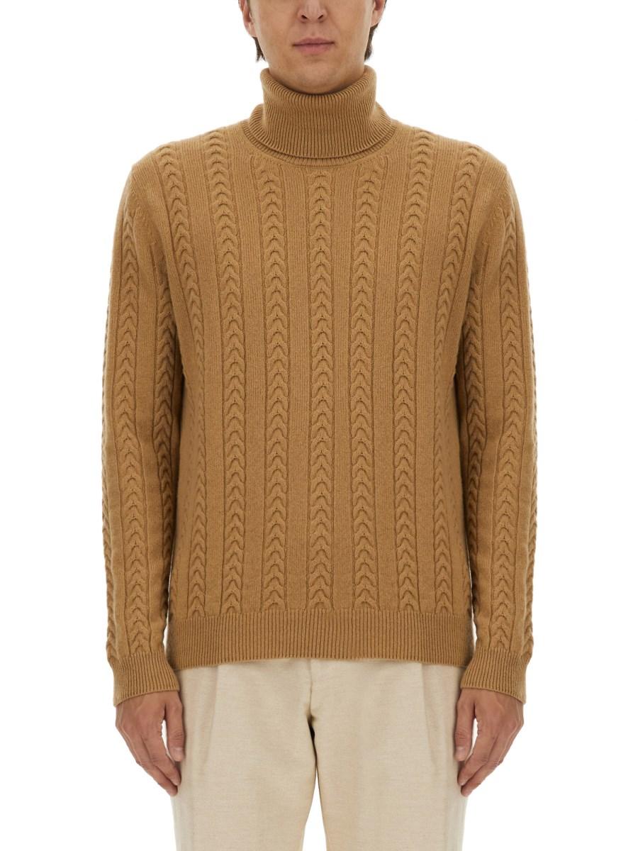 BOSS CAMEL MAGLIA DOLCEVITA IN LANA E CASHMERE Grandi sconti