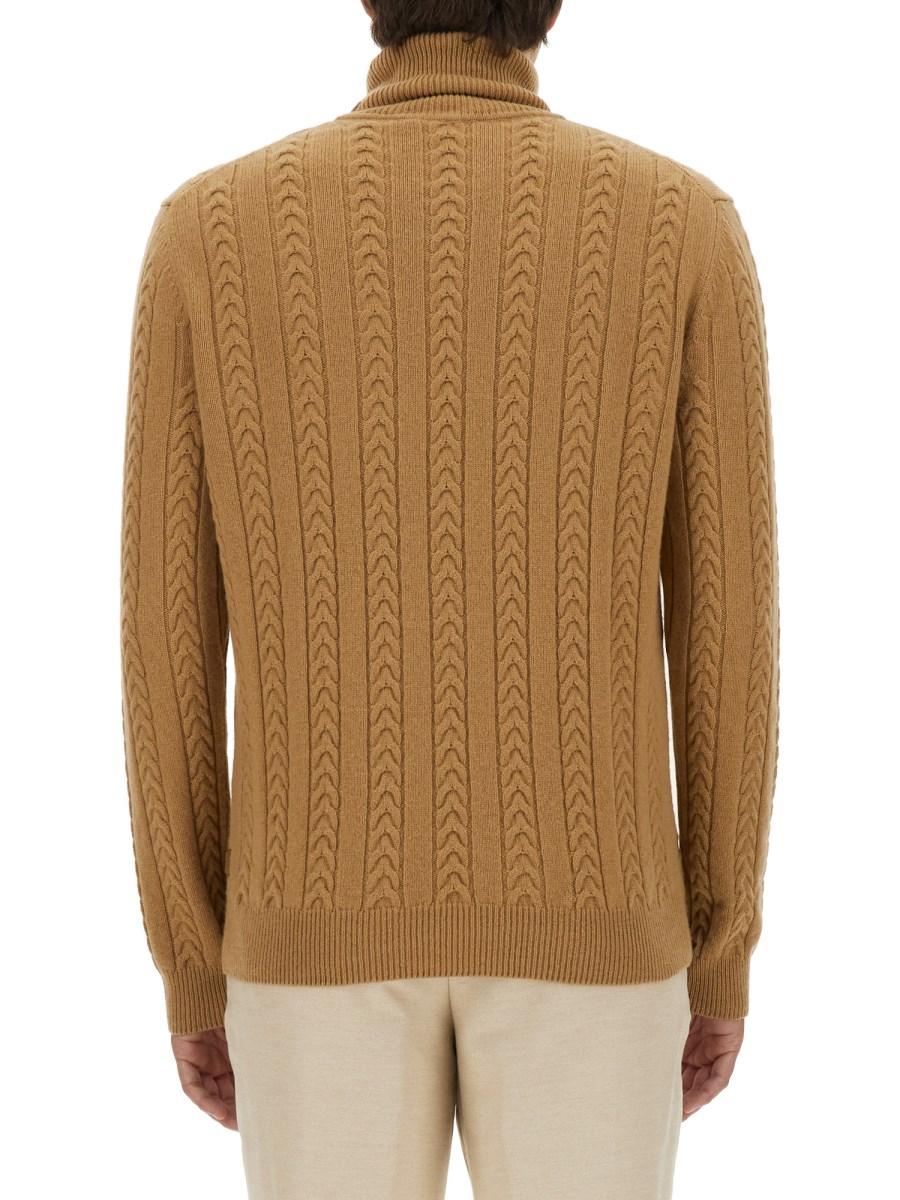 BOSS CAMEL MAGLIA DOLCEVITA IN LANA E CASHMERE Grandi sconti