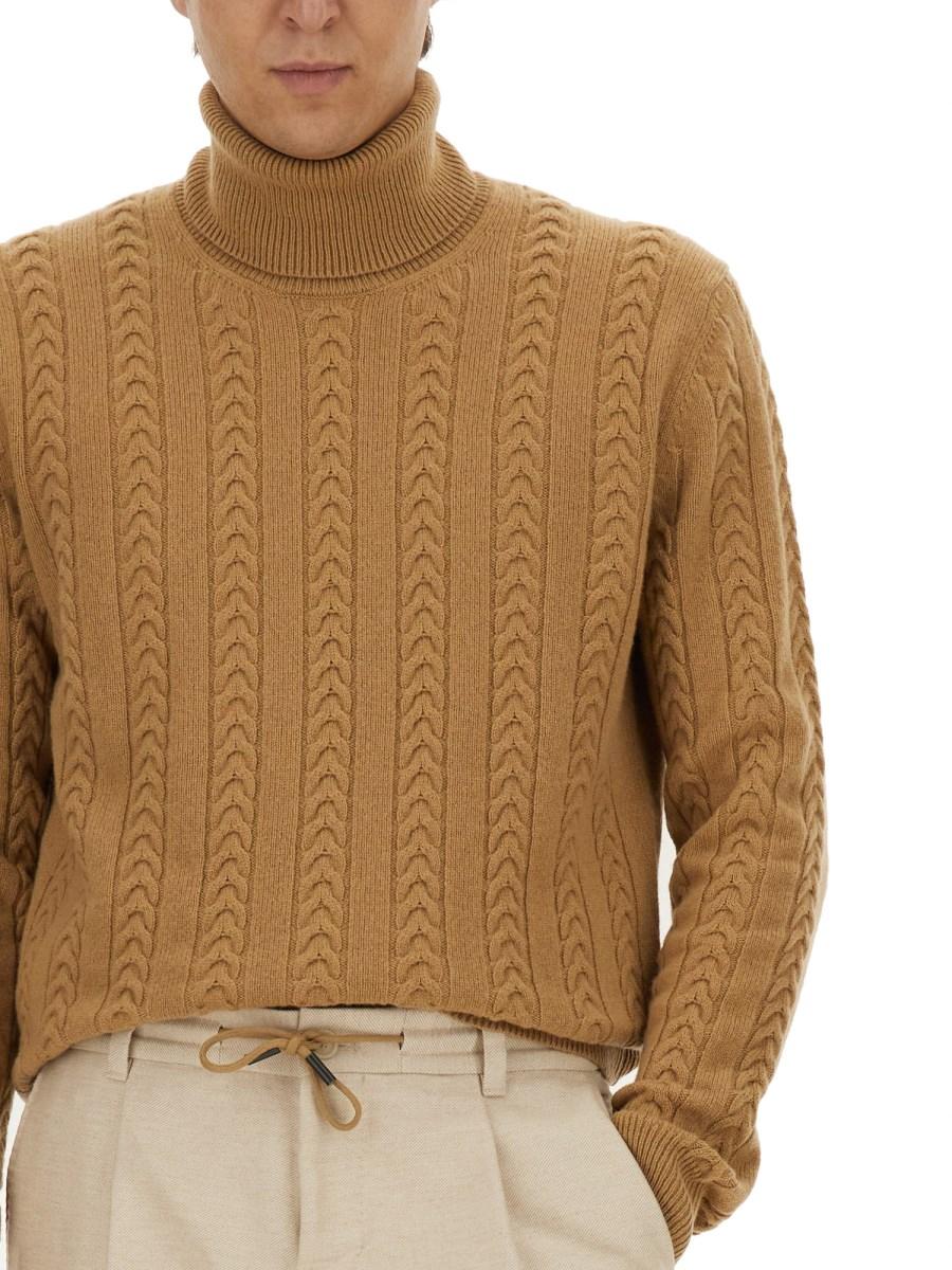 BOSS CAMEL MAGLIA DOLCEVITA IN LANA E CASHMERE Grandi sconti