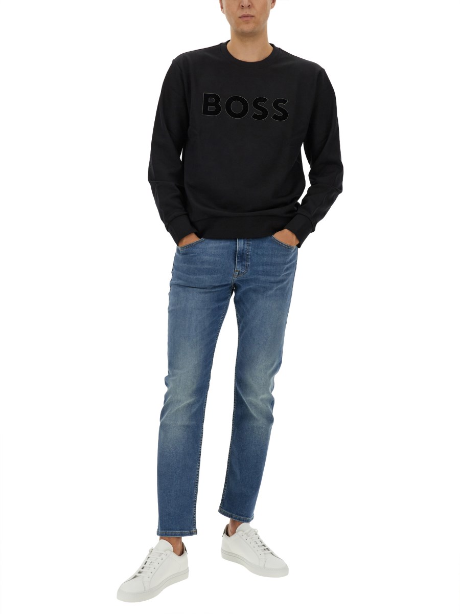 BOSS FELPA IN COTONE CON LOGO Liquidazione
