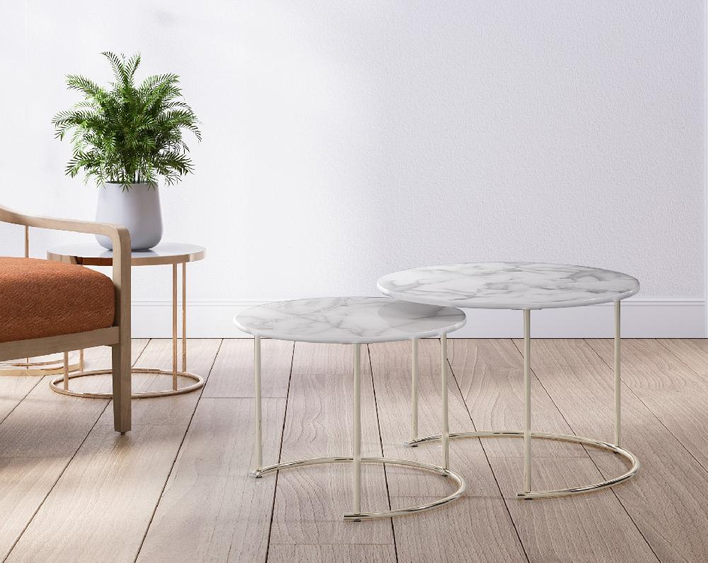 Tomasucci Set 2 tavolini THIN-R WHITE MARBLE Fornitura limitata