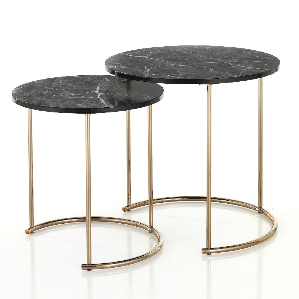 Tomasucci Set 2 tavolini THIN-R BLACK MARBLE / GOL
