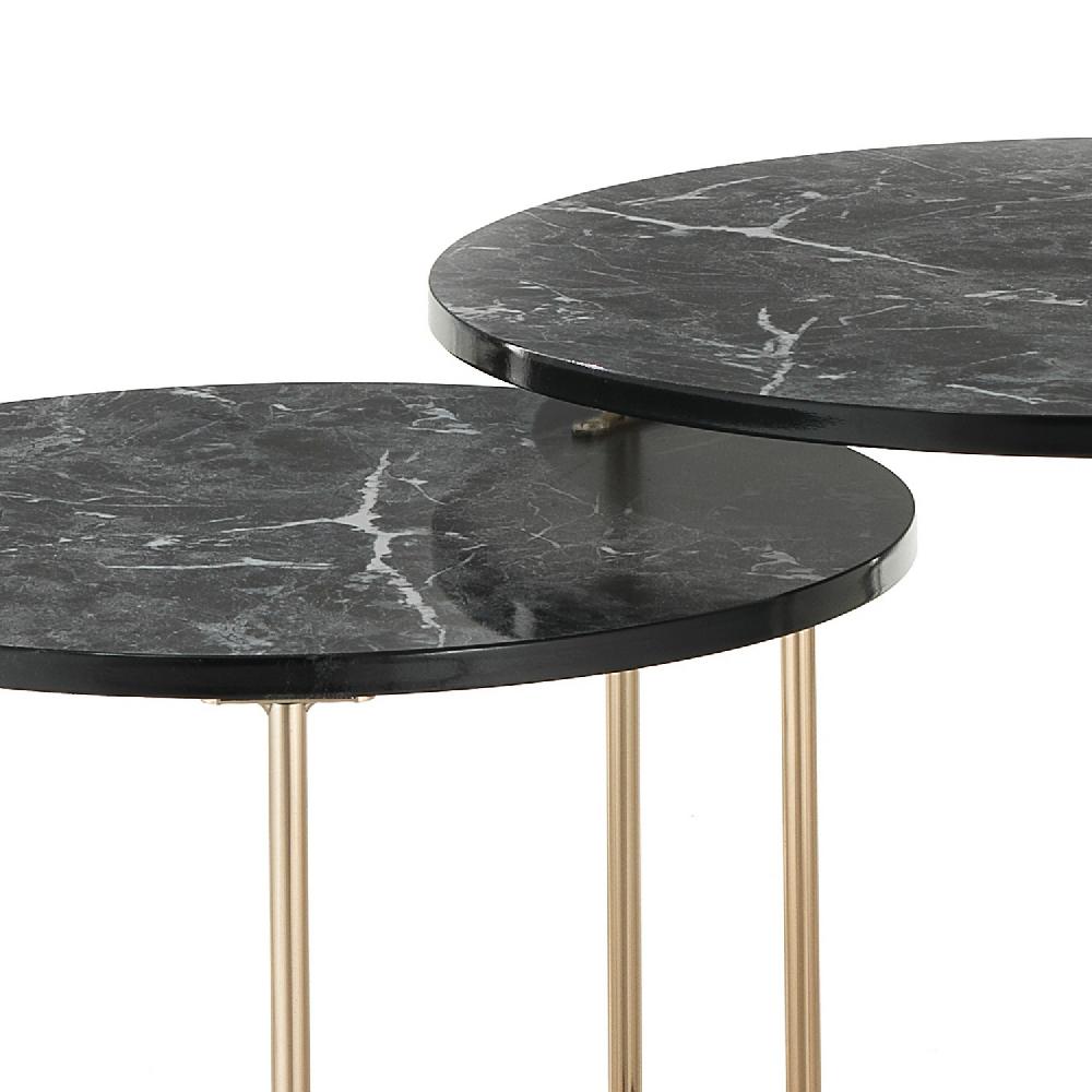 Tomasucci Set 2 tavolini THIN-R BLACK MARBLE / GOL Offerta esclusiva