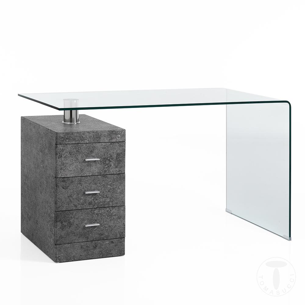 Tomasucci scrivania in vetro curvato BOW CEMENT