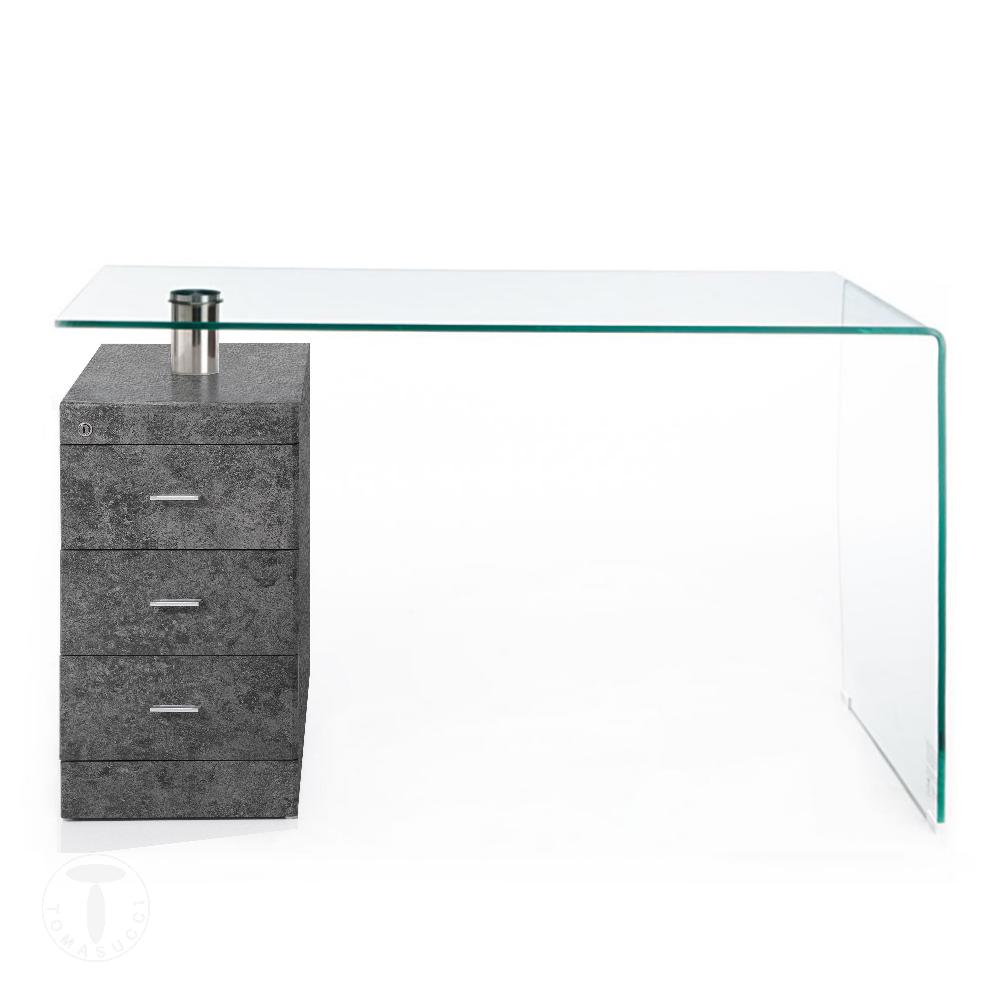 Tomasucci scrivania in vetro curvato BOW CEMENT Consegna Veloce