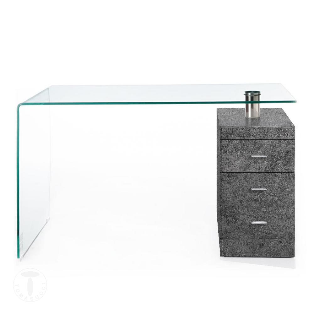 Tomasucci scrivania in vetro curvato BOW CEMENT Consegna Veloce