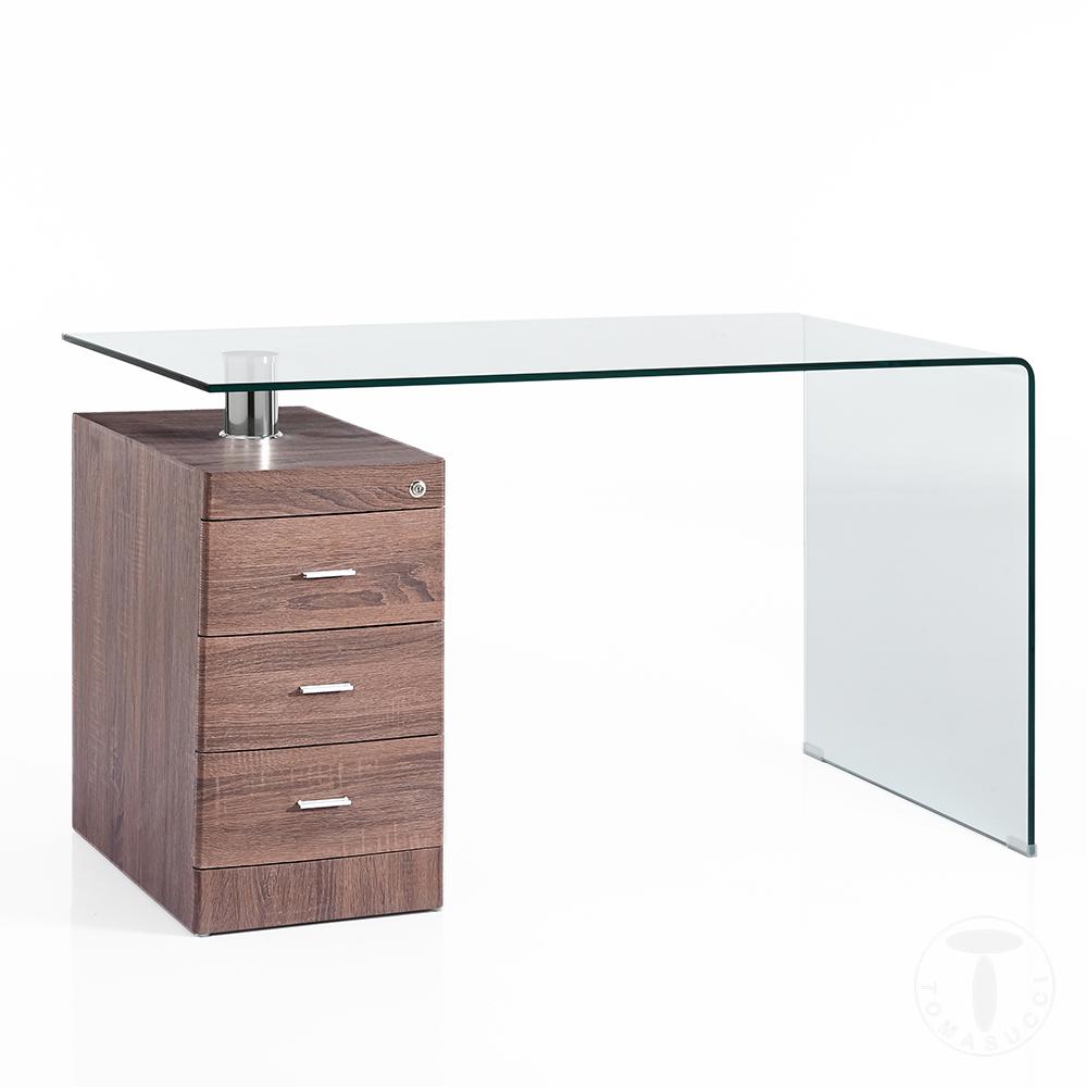 Tomasucci scrivania in vetro curvato BOW WOOD