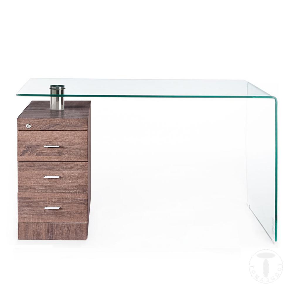 Tomasucci scrivania in vetro curvato BOW WOOD Promozione Limitata