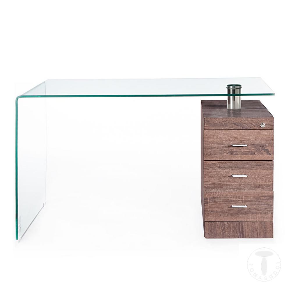 Tomasucci scrivania in vetro curvato BOW WOOD Promozione Limitata