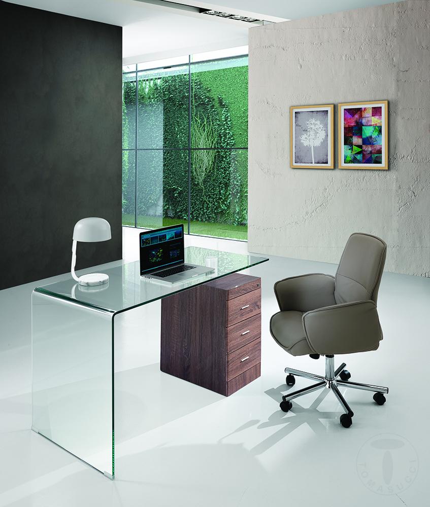 Tomasucci scrivania in vetro curvato BOW WOOD Promozione Limitata